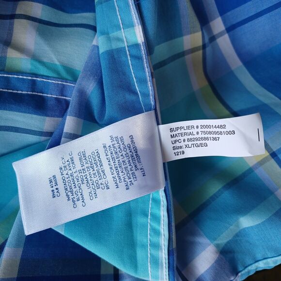 Chaps Men's Size XL Blue Plaid Short Sleeve Button Down Easy Care Shirt NWT - Picture 8 of 12